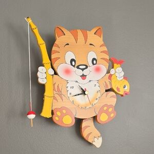 BARTOLUCCI Wooden Cat Clock